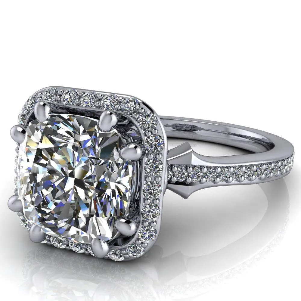 Kizzie Cushion Center Stone 4 Prong Engagement Ring