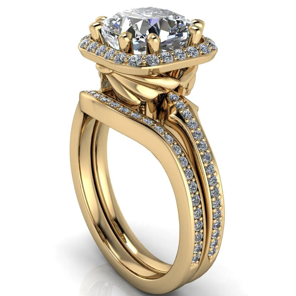 Kizzie Cushion Center Stone 4 Prong Engagement Ring