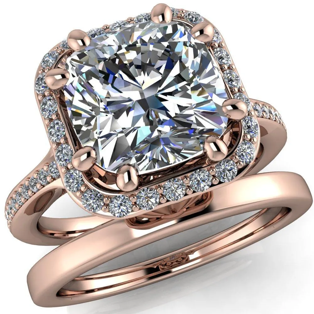 Kizzie Cushion Center Stone 4 Prong Engagement Ring