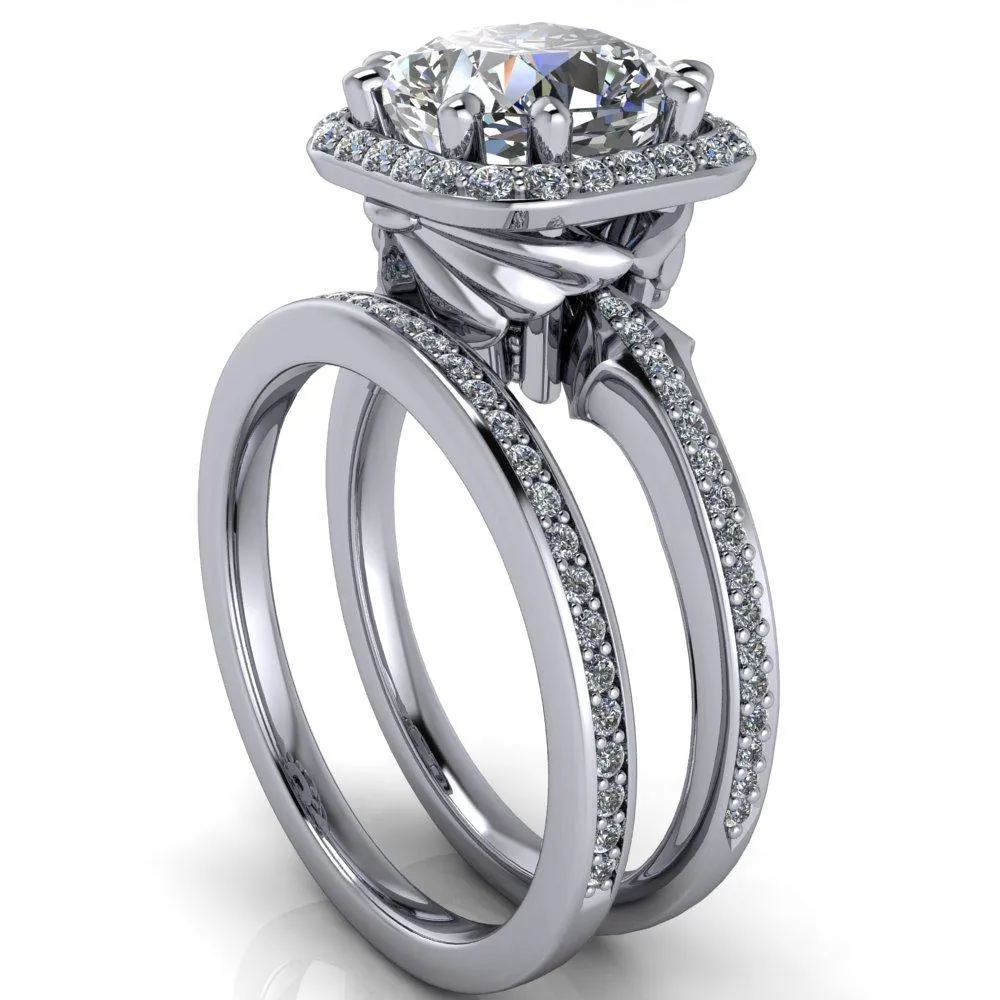 Kizzie Cushion Center Stone 4 Prong Engagement Ring