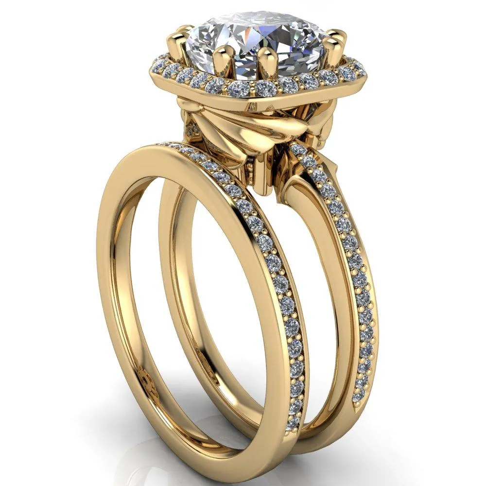 Kizzie Cushion Center Stone 4 Prong Engagement Ring