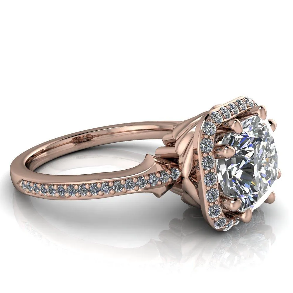 Kizzie Cushion Center Stone 4 Prong Engagement Ring