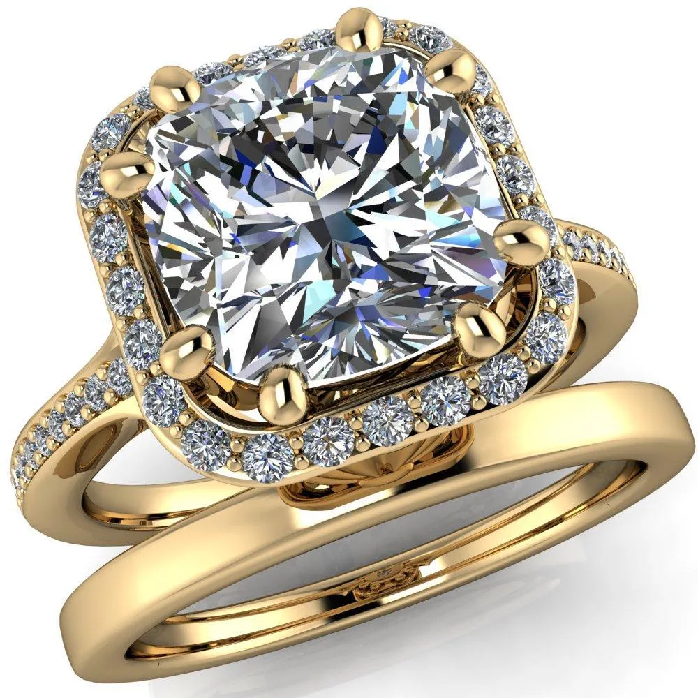Kizzie Cushion Center Stone 4 Prong Engagement Ring