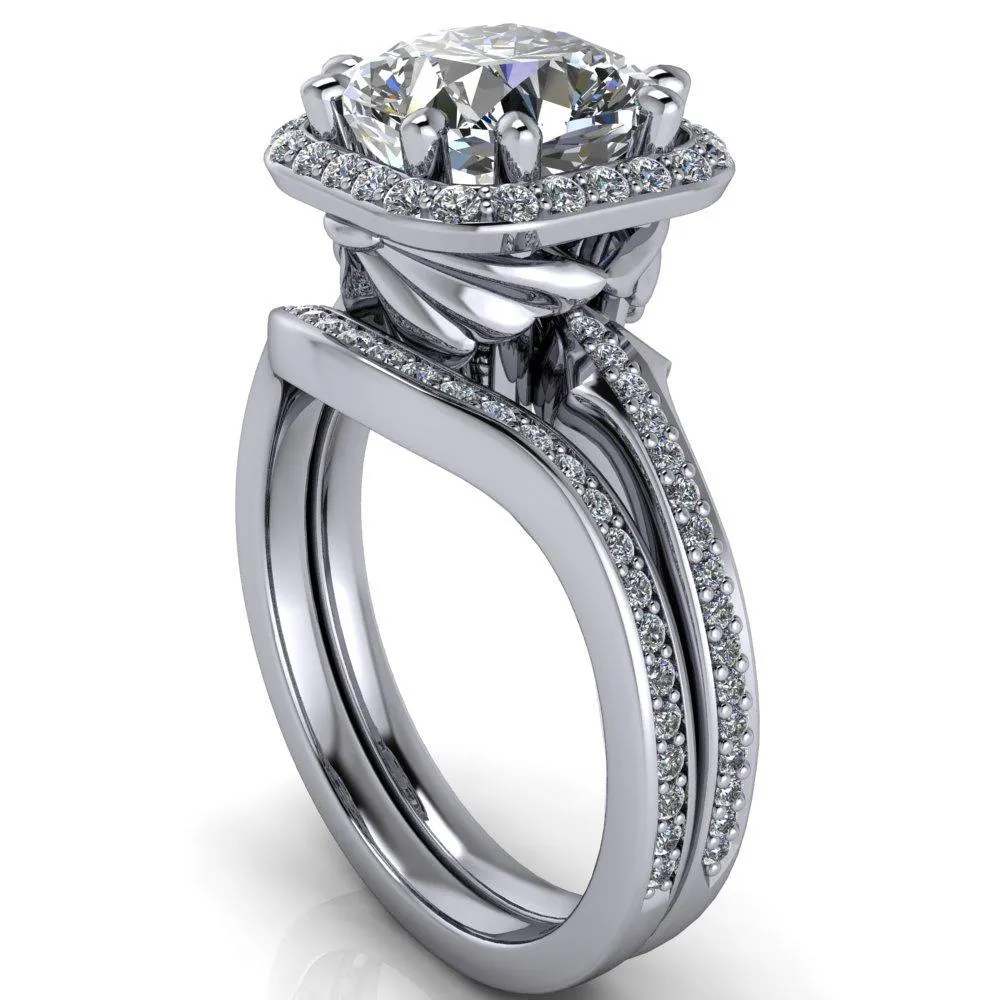 Kizzie Cushion Center Stone 4 Prong Engagement Ring