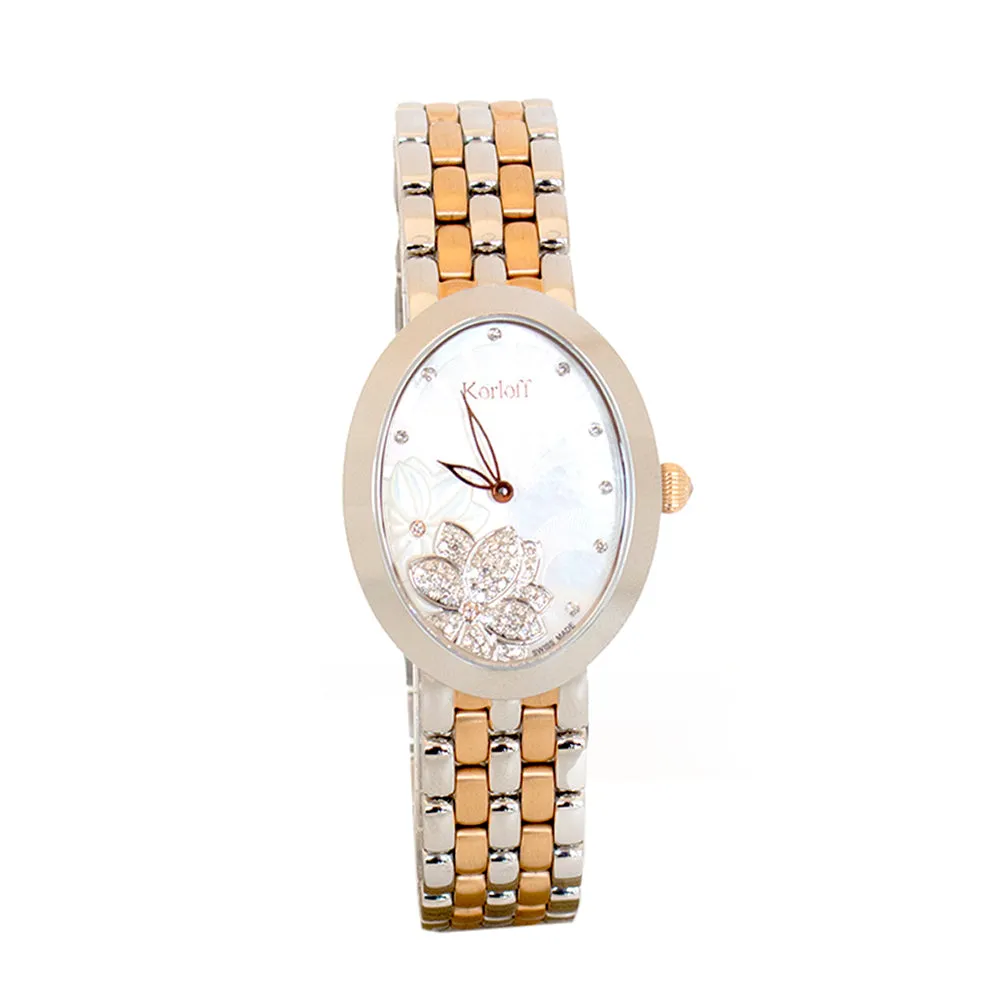 Korloff  Ladies Two Tone Steel Case & Pink Gold Bracelet