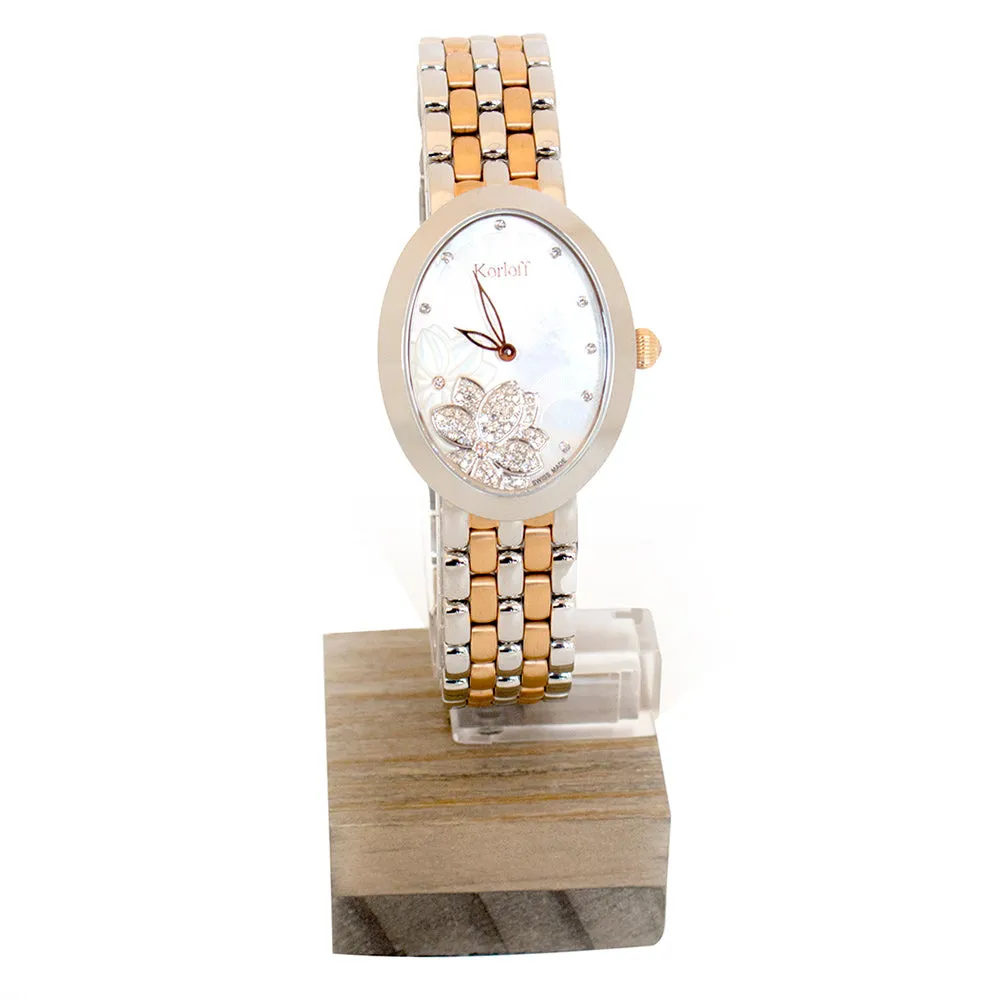 Korloff  Ladies Two Tone Steel Case & Pink Gold Bracelet