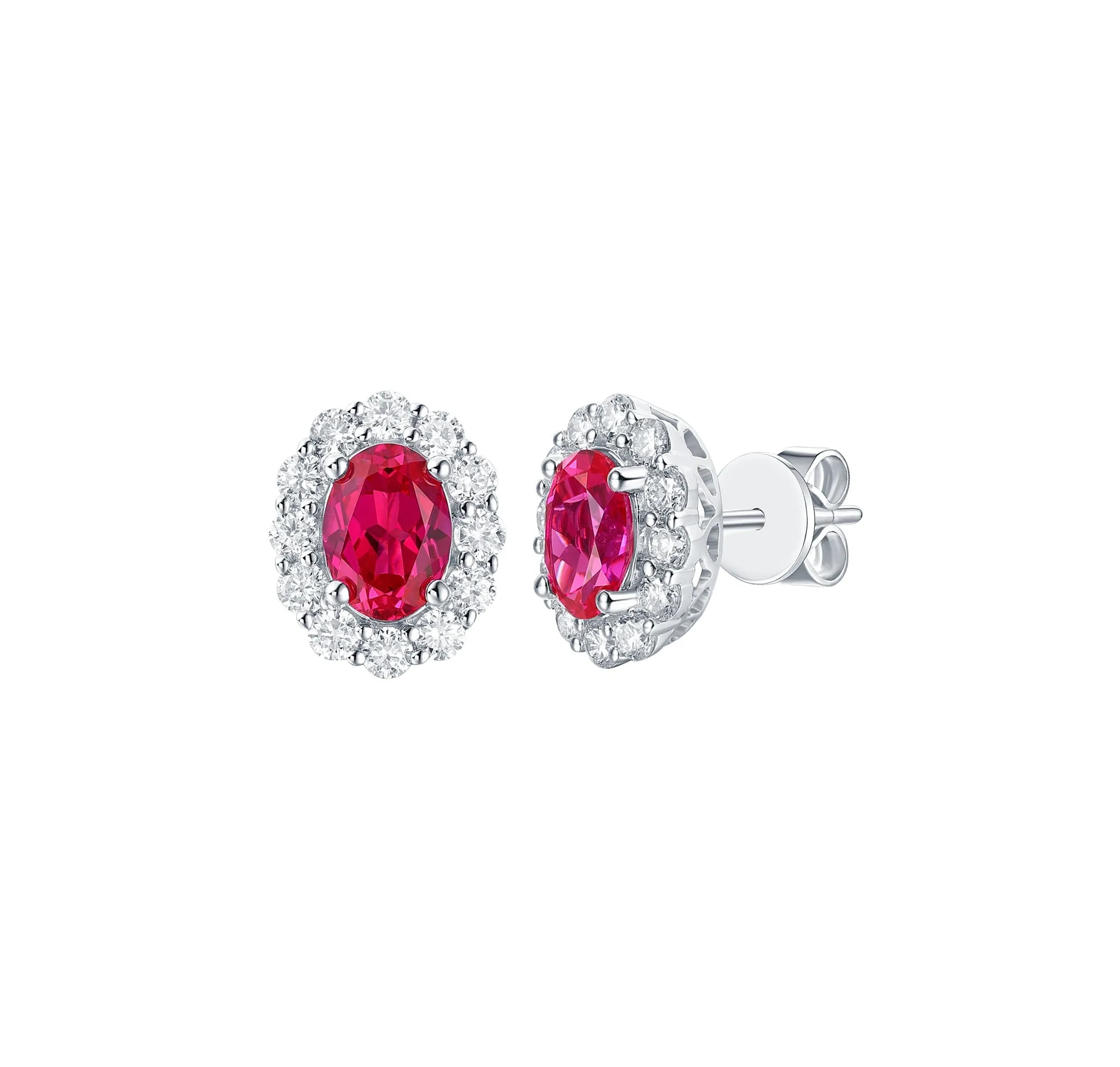 Lab Grown Diamond 2.82ctw Halo Stud Earrings <br> E-01919RUW