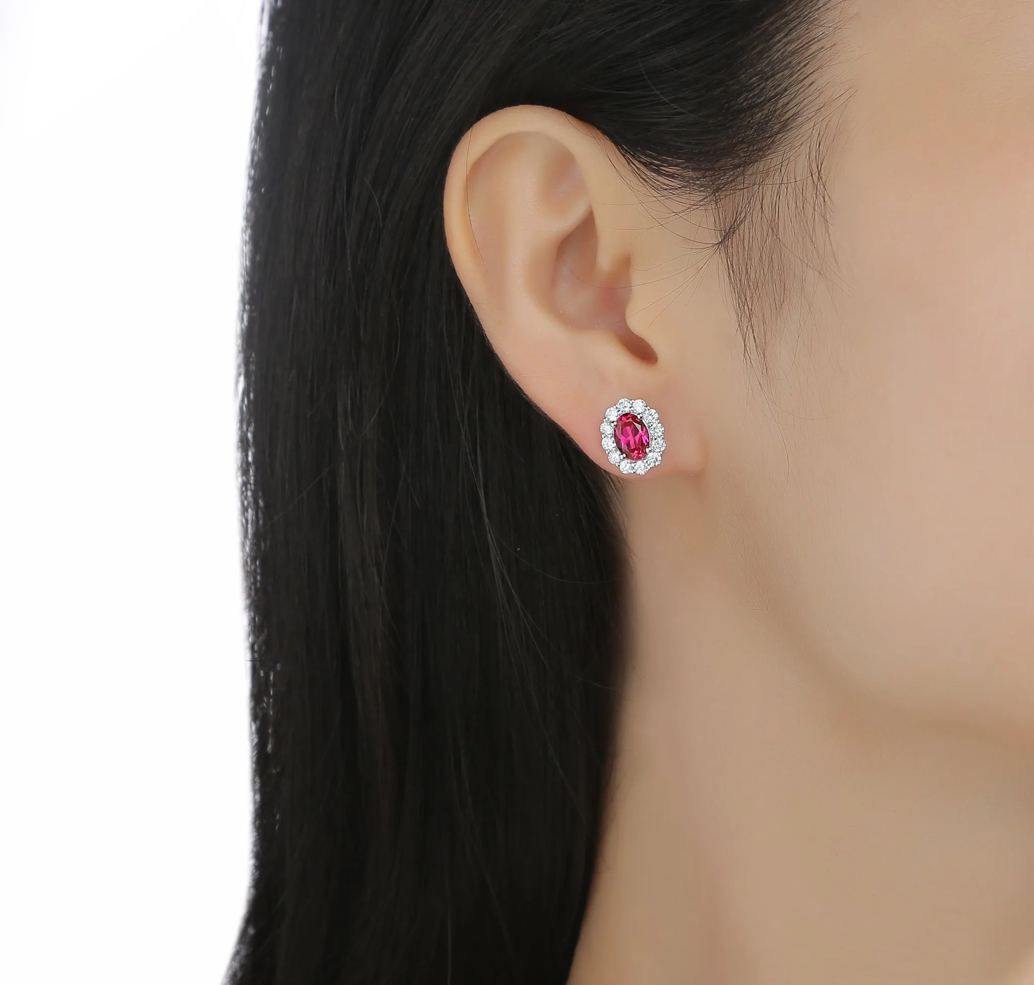 Lab Grown Diamond 2.82ctw Halo Stud Earrings <br> E-01919RUW