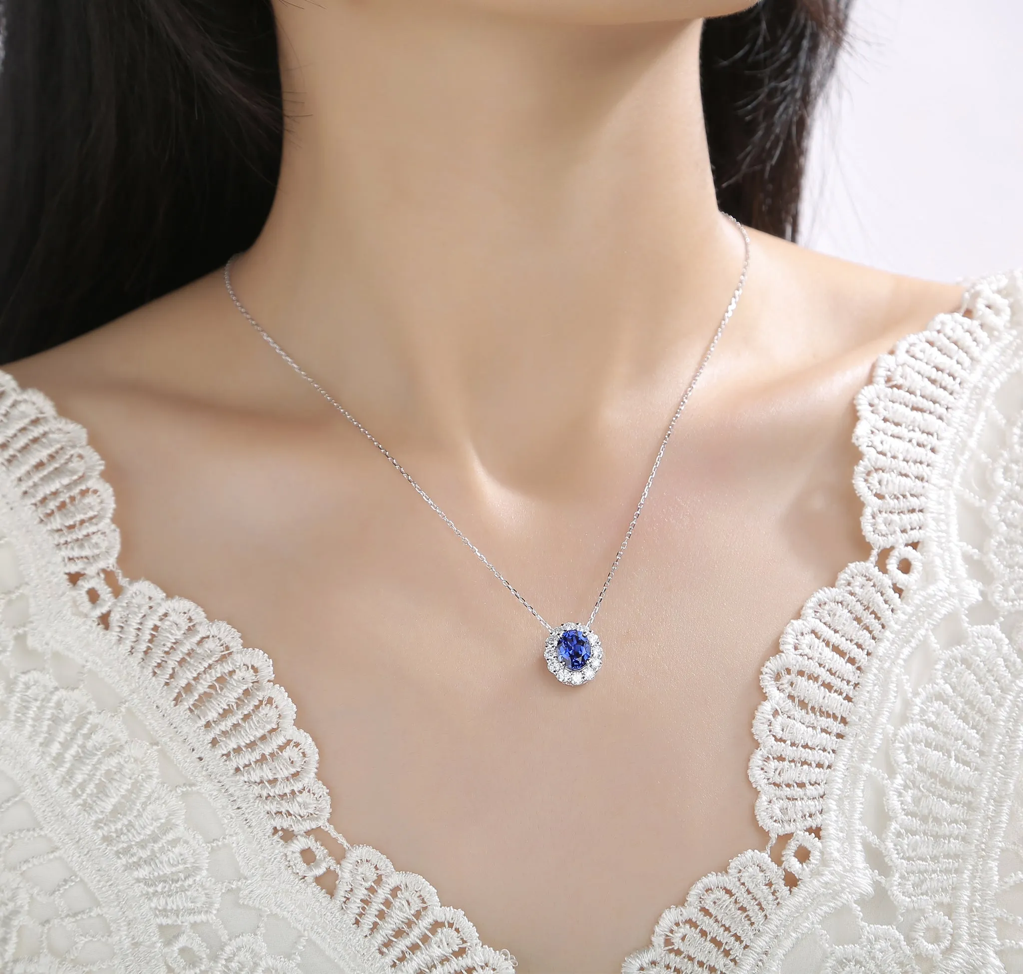 Lab Grown Diamond 3.39ctw Halo Pendant <br> P-01916BSA