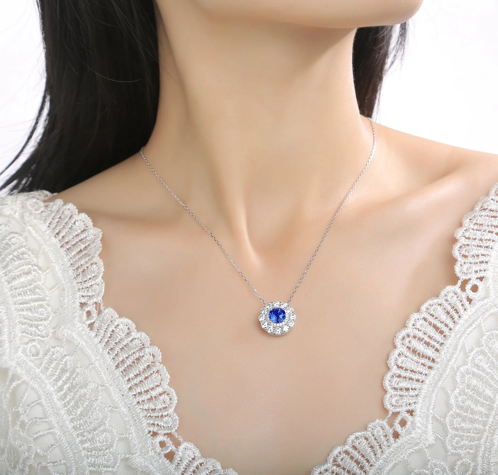 Lab Grown Diamond 3.97ctw Halo Pendant <br> P-01912BSA