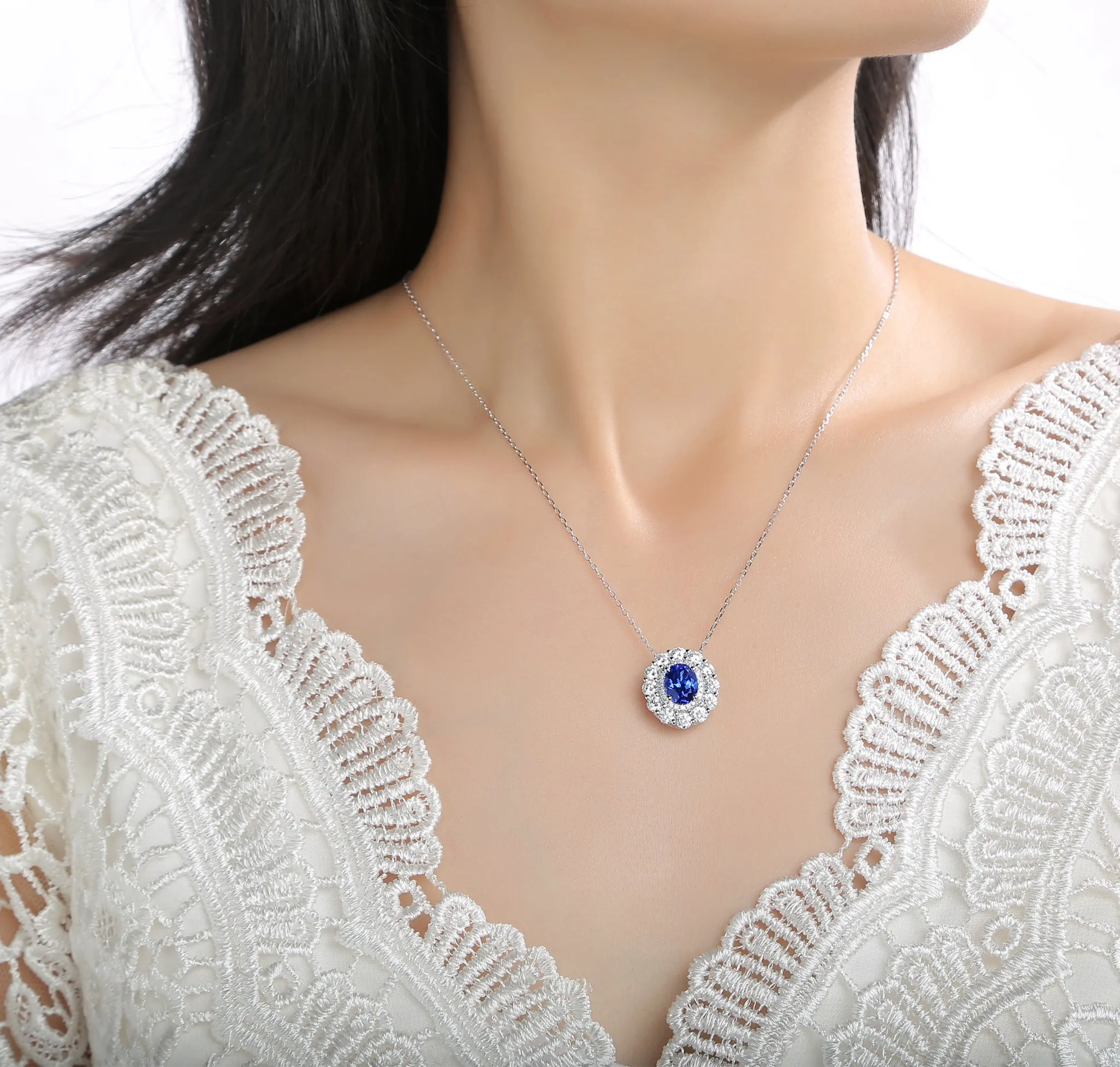 Lab Grown Diamond 4.31ctw Halo Pendant <br> P-01908BSA