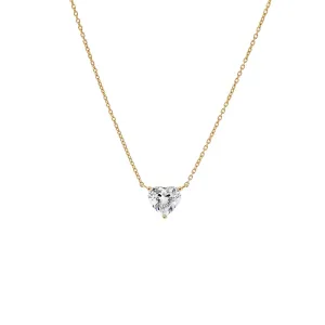 Lab Grown Diamond Heart Solitaire Necklace 14K