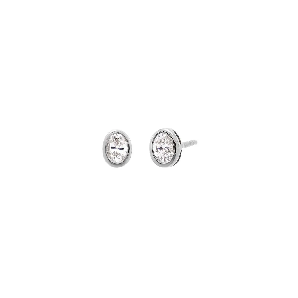 Lab Grown Diamond Oval Bezel Stud Earring 14K