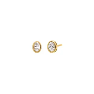 Lab Grown Diamond Oval Bezel Stud Earring 14K