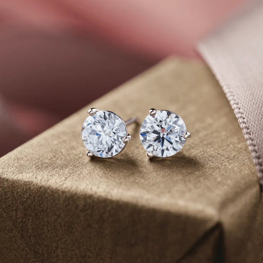 Lab-Grown Diamond Stud Earrings - 3 Prongs