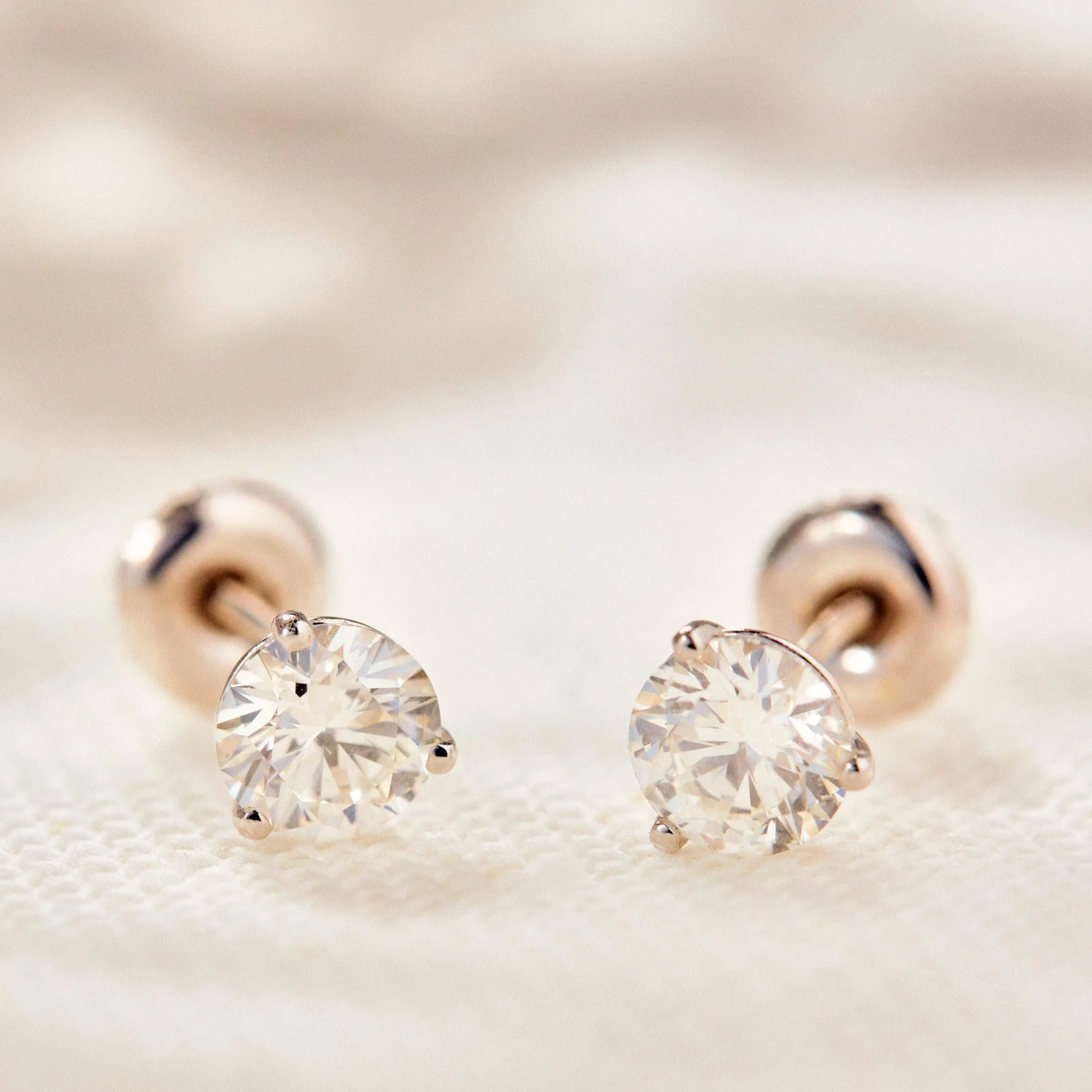 Lab-Grown Diamond Stud Earrings - 3 Prongs