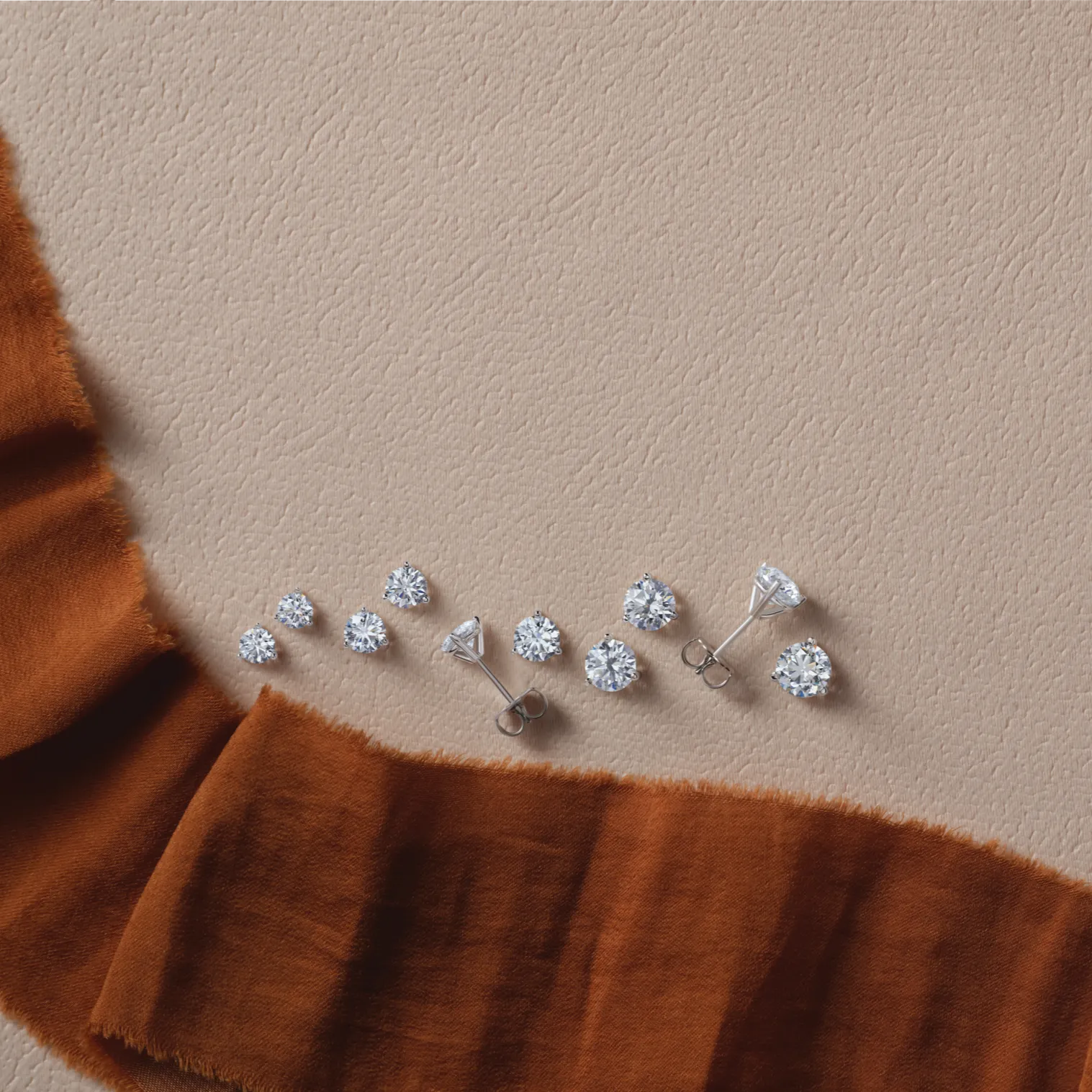 Lab-Grown Diamond Stud Earrings - 3 Prongs