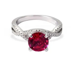 Lab Grown Ruby Solitaire Twisted Band Ring