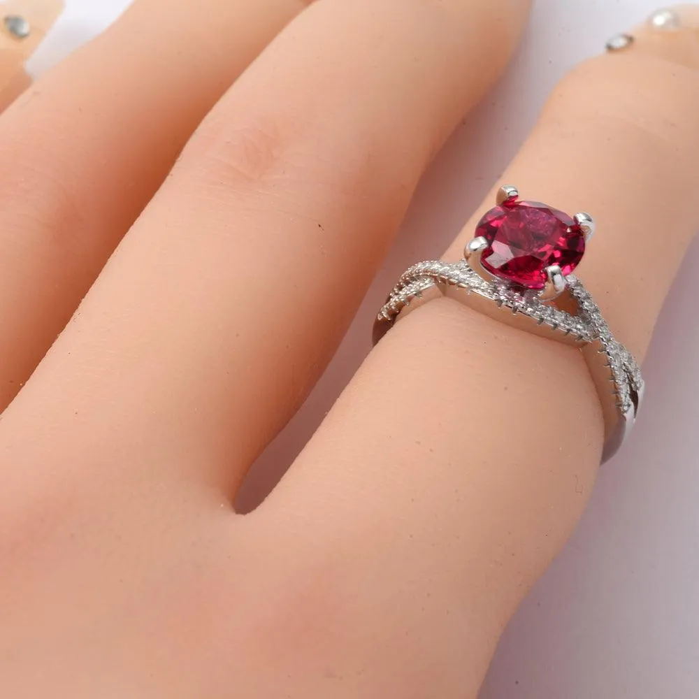 Lab Grown Ruby Solitaire Twisted Band Ring
