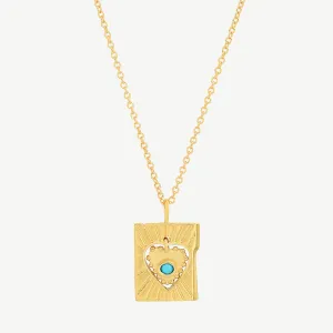 Lace Heart Necklace in Turquoise