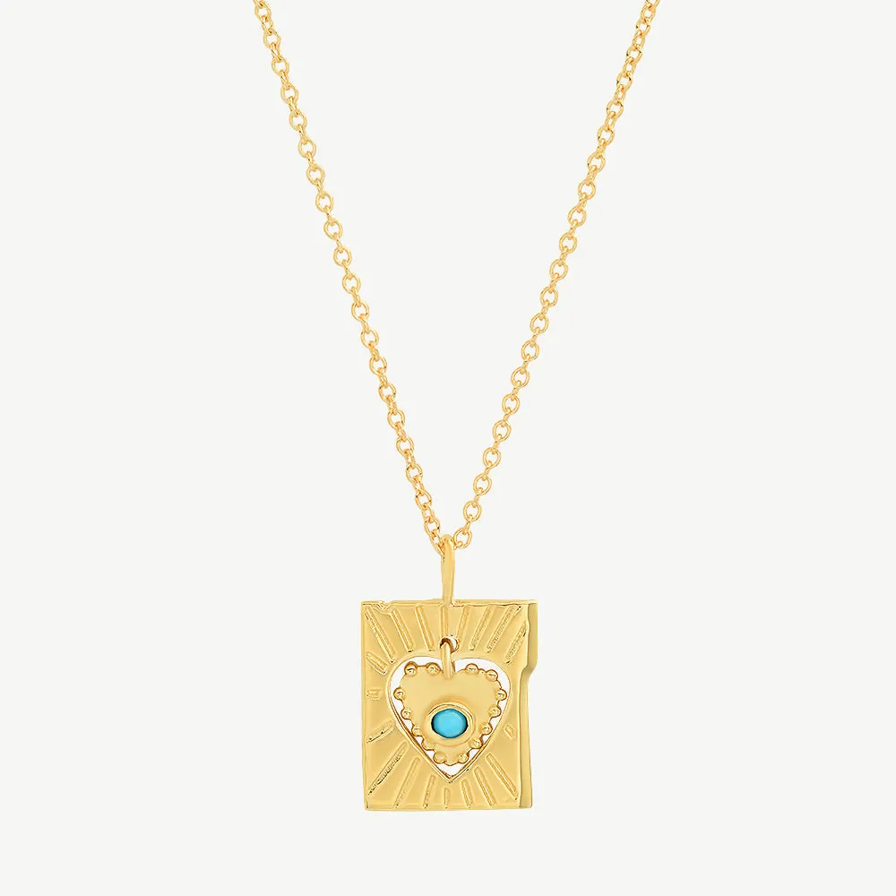 Lace Heart Necklace in Turquoise