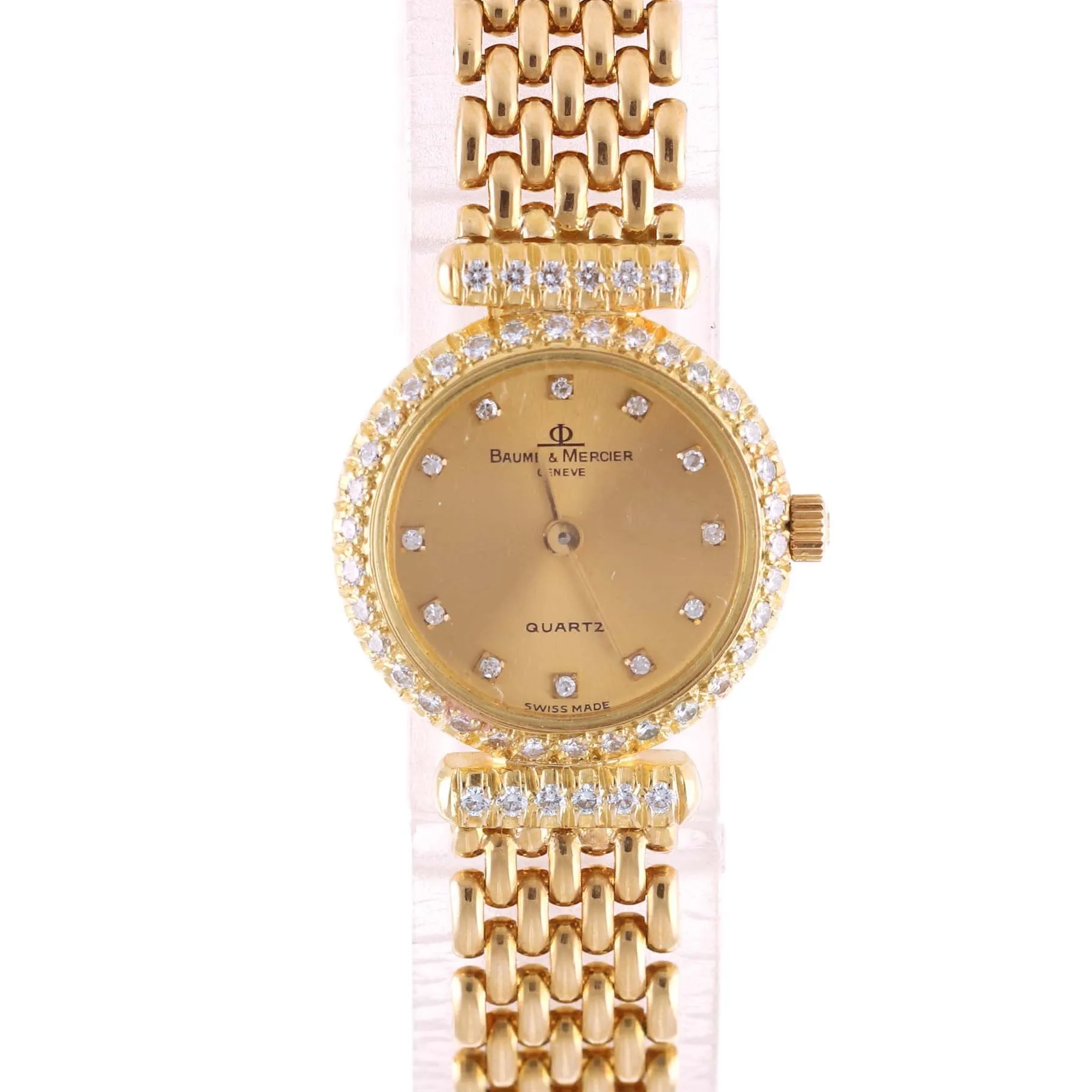 Ladies Baume & Mercier 18k Yellow Gold 20mm Diamond 16682 9 Quartz Dress Watch