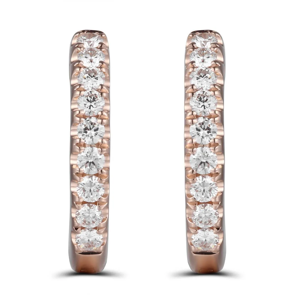 Ladies Diamond Hoop Huggie Earrings 0.38ctw