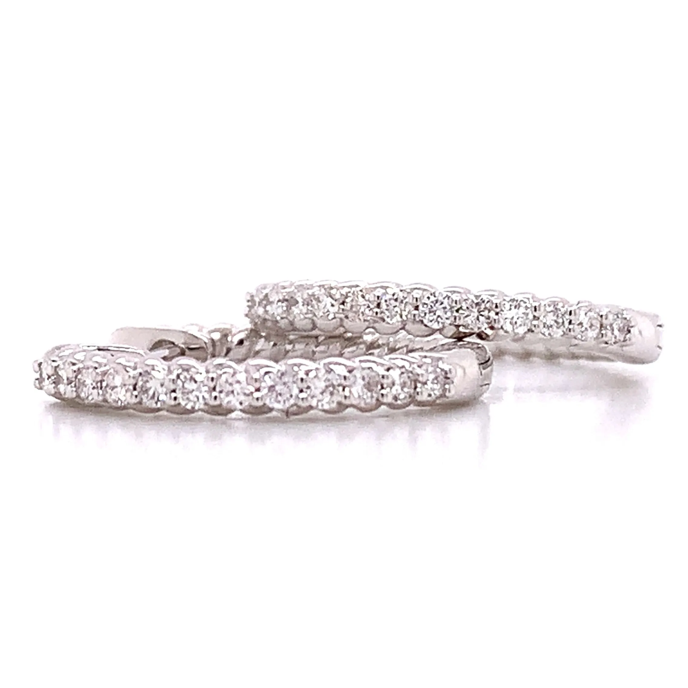 Ladies Diamond Hoop Huguie Earrings 0.25ct tw