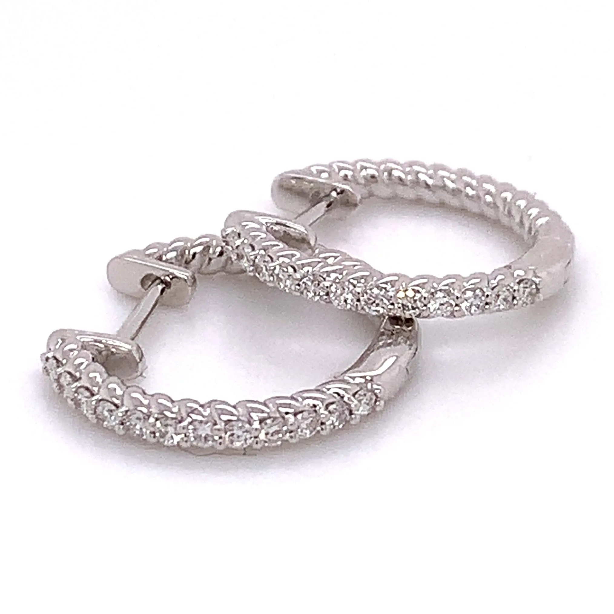 Ladies Diamond Hoop Huguie Earrings 0.25ct tw