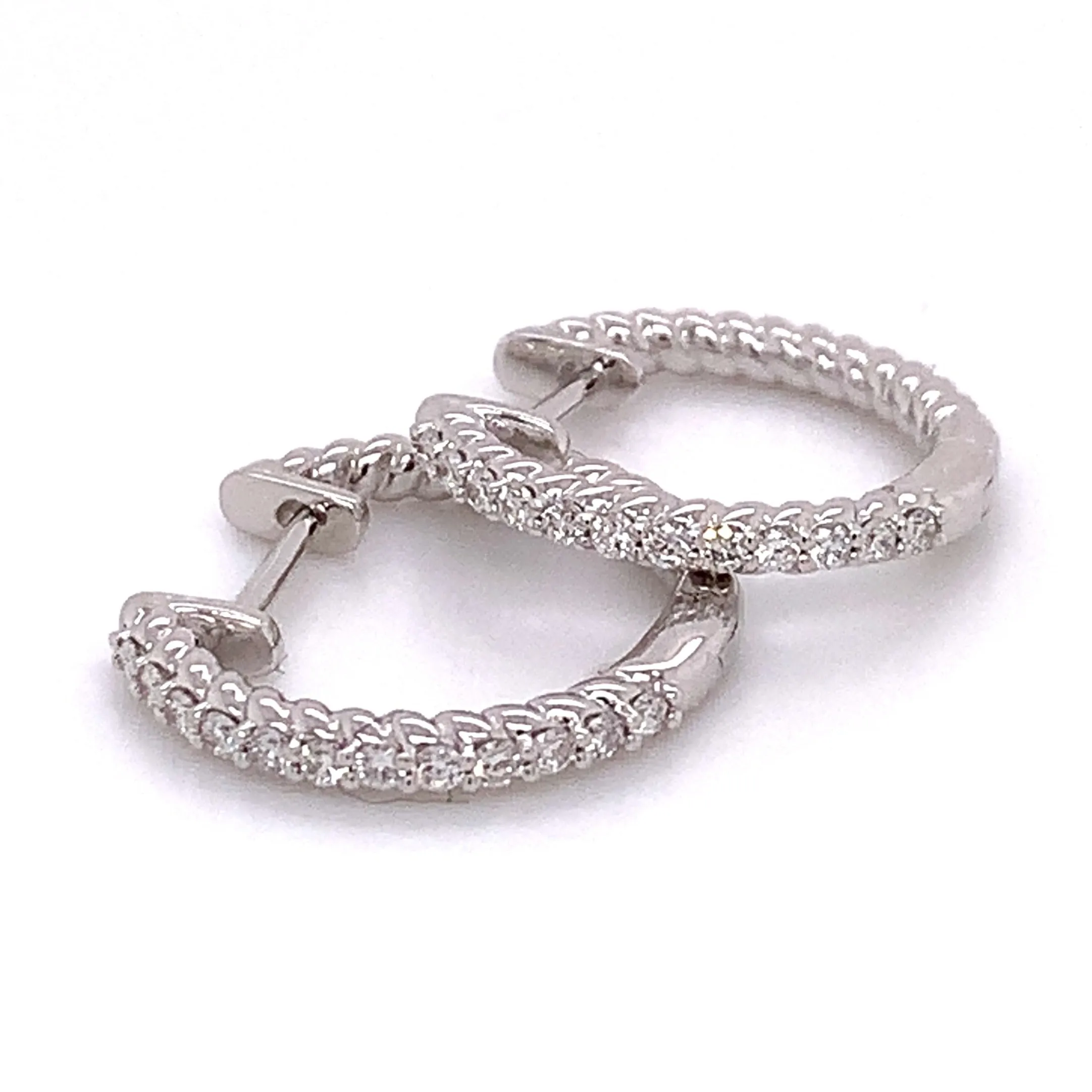 Ladies Diamond Hoop Huguie Earrings 0.25ct tw