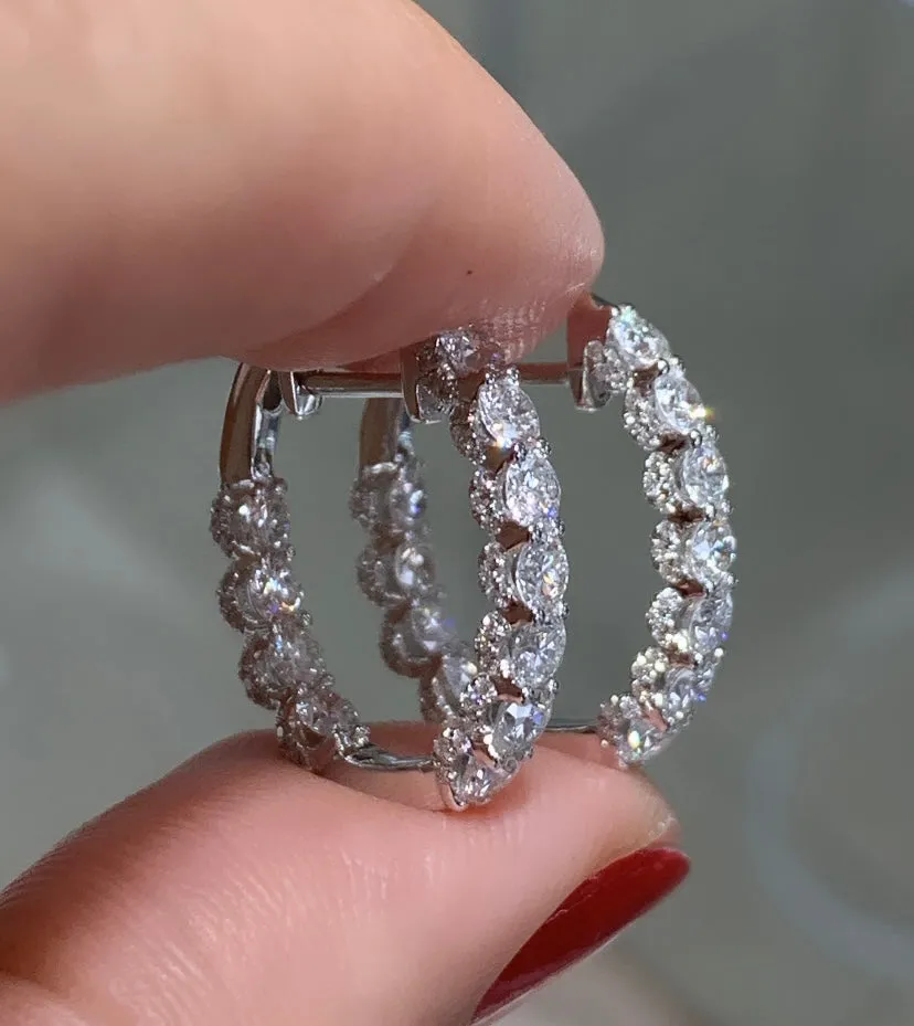 Ladies Diamond Huguie Earrings 2.09ctw