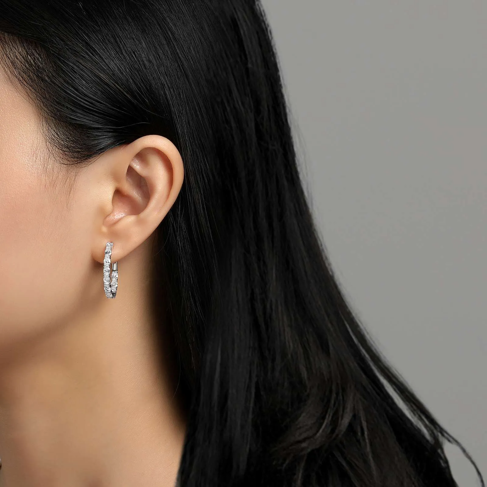 Lafonn Simulated Diamond Round Cut Hoop Earrings