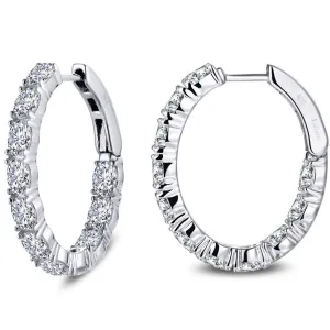 Lafonn Simulated Diamond Round Cut Hoop Earrings