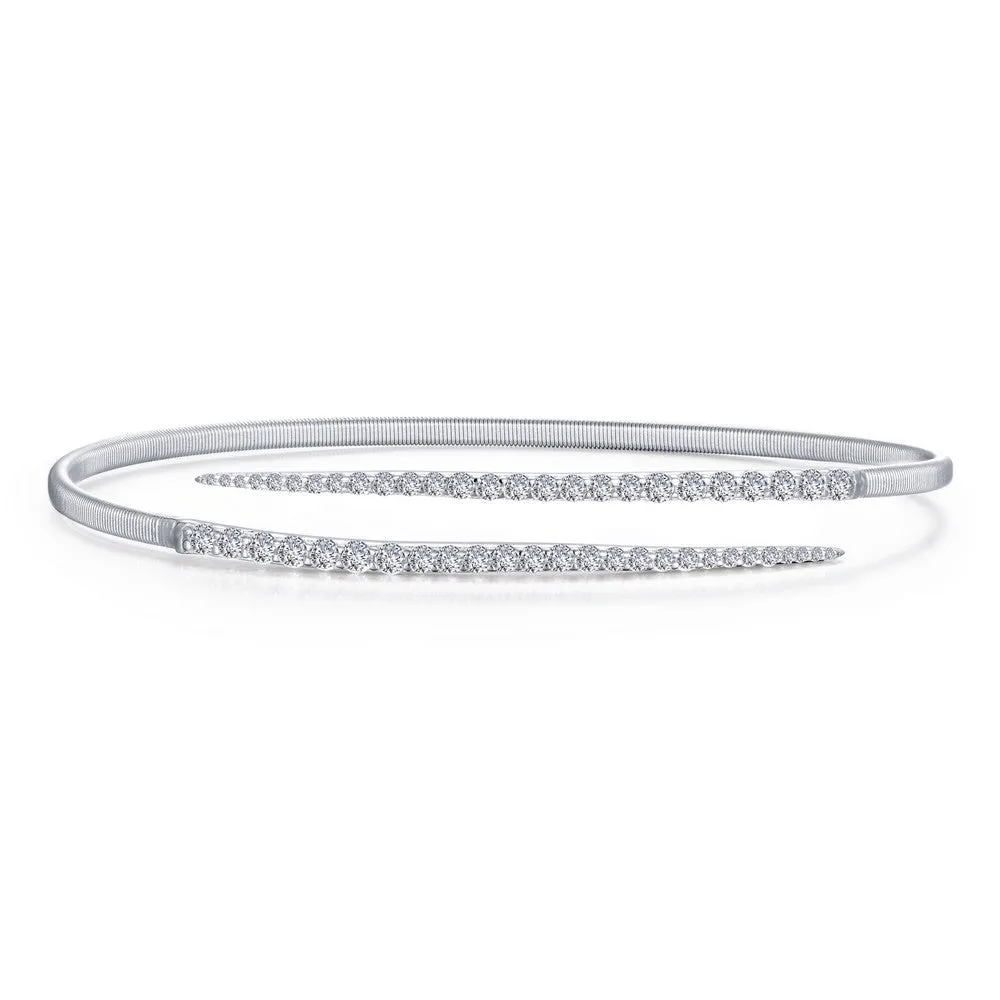 Lafonn Sterling Silver Simulated Diamond Pave Bypass Style Bangle Bracelet
