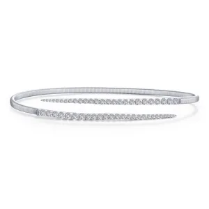 Lafonn Sterling Silver Simulated Diamond Pave Bypass Style Bangle Bracelet