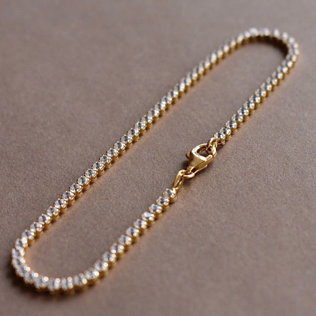 Lala Gold Tennis Bracelet (w/ White CZ Diamonds)