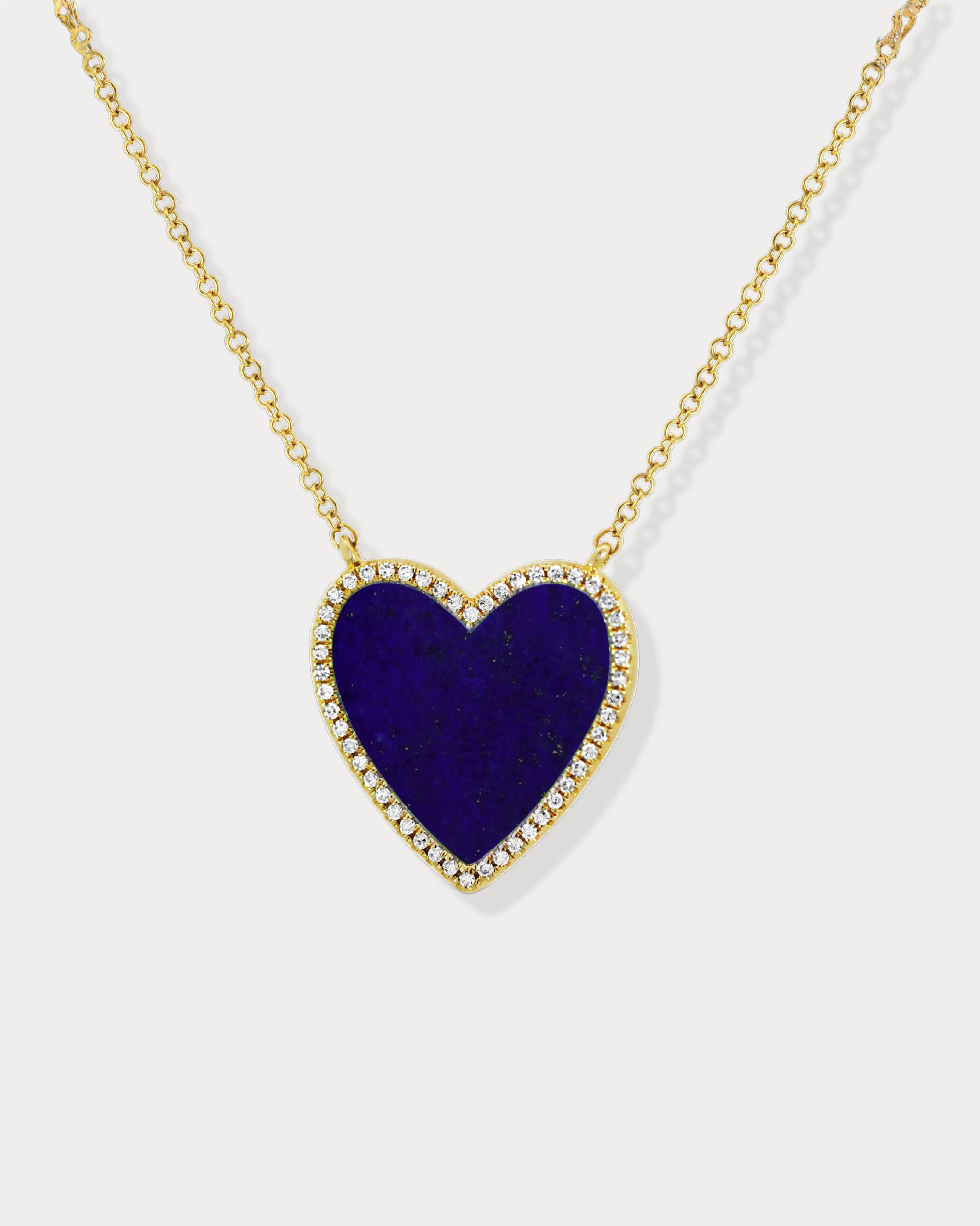 Lapis & Diamond Heart Necklace