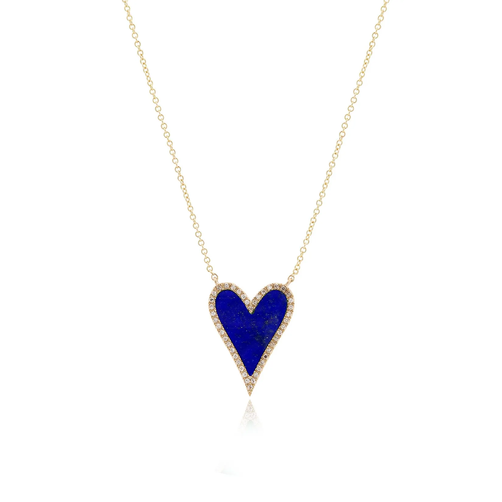 Lapis Diamond Halo Heart Necklace