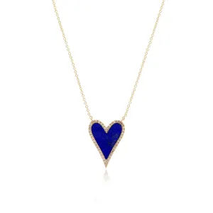 Lapis Diamond Halo Heart Necklace