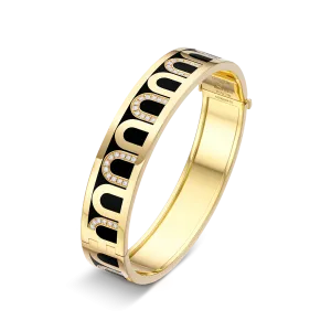 L’Arc de DAVIDOR Bangle GM, 18k Yellow Gold with Lacquered Ceramic and Colonnato Diamonds