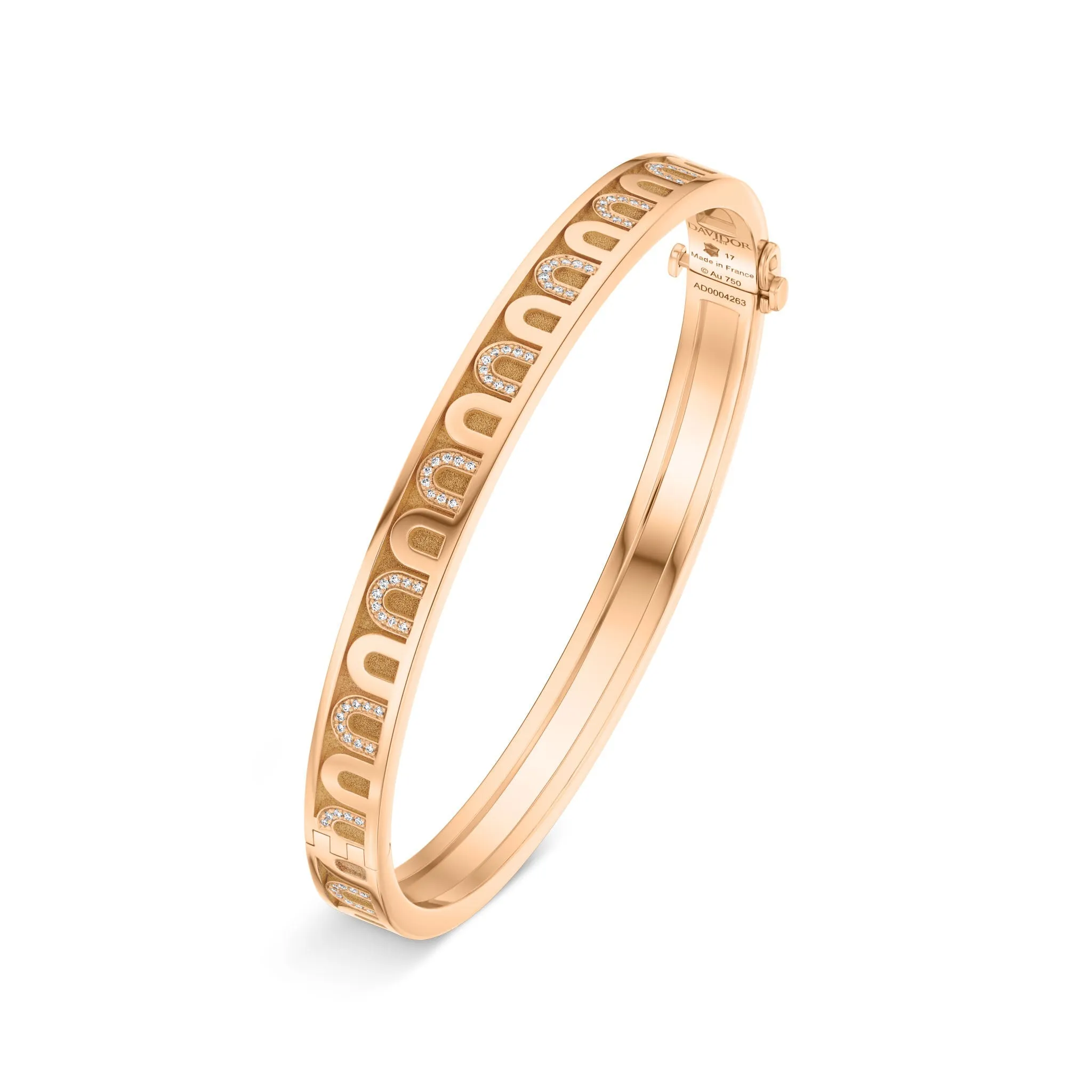 L'Arc de DAVIDOR Bangle PM, 18k Rose Gold with Satin Finish and Colonnato Diamonds