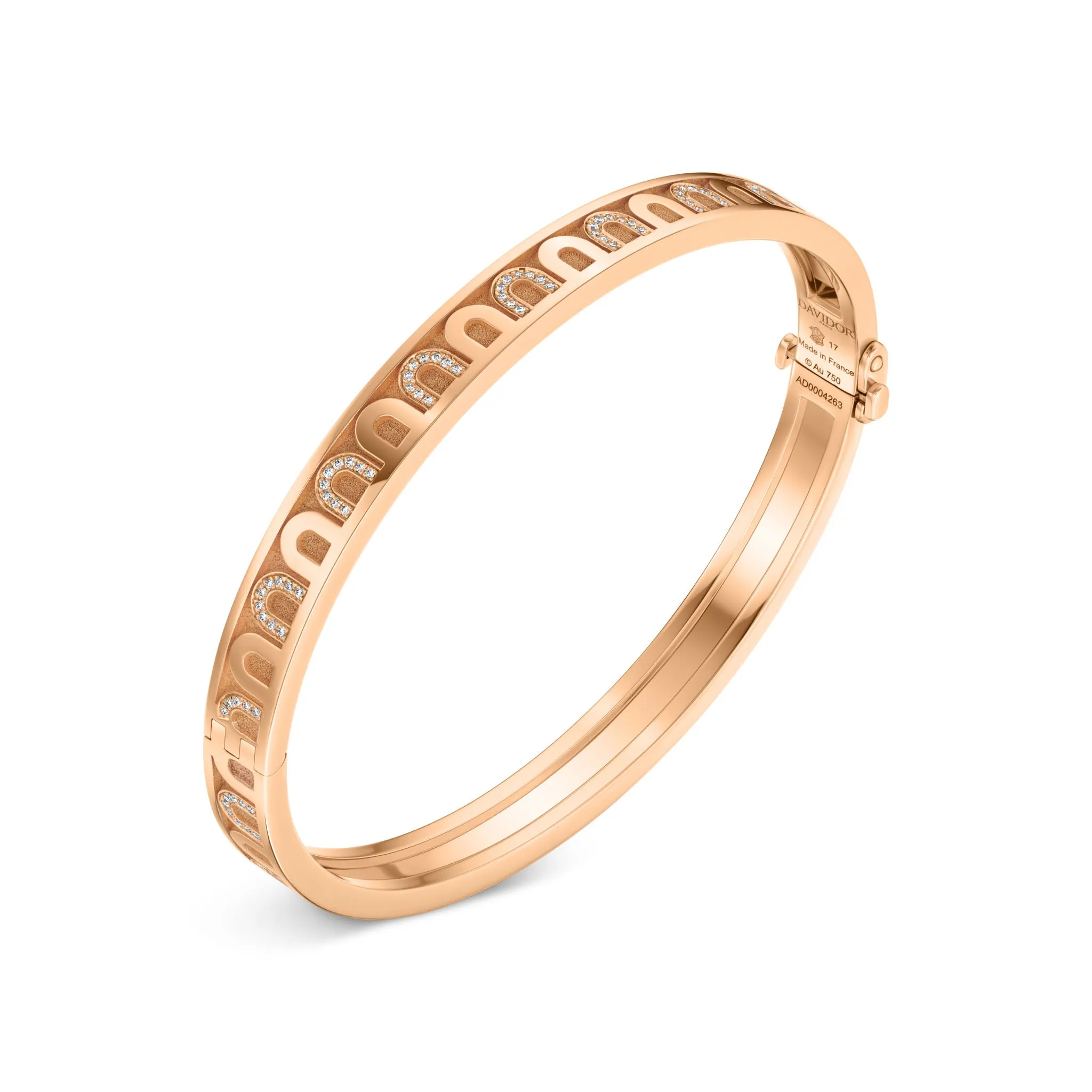 L'Arc de DAVIDOR Bangle PM, 18k Rose Gold with Satin Finish and Colonnato Diamonds