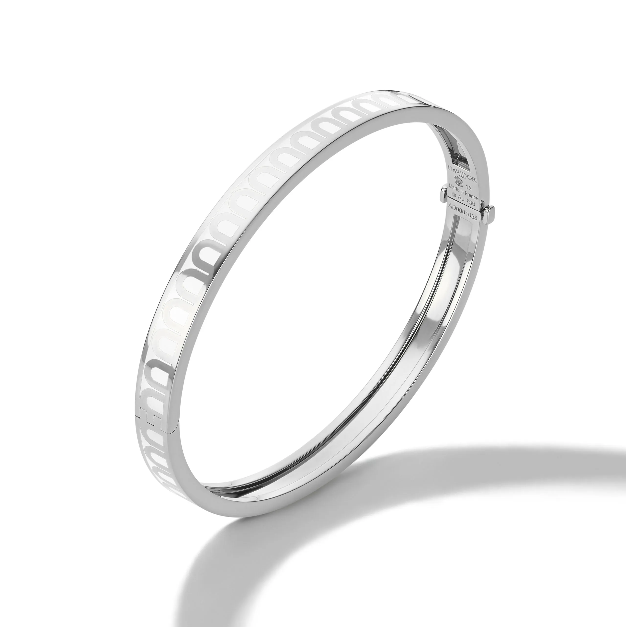 L'Arc de DAVIDOR Bangle PM, 18k White Gold with Lacquered Ceramic