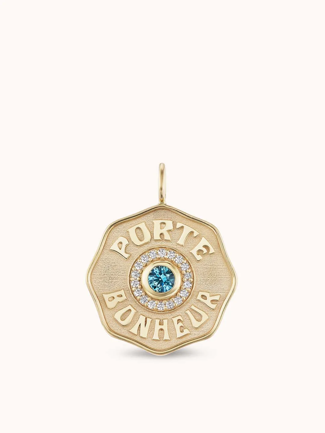 Large PB Charm Montana Sapphire Raised Gold