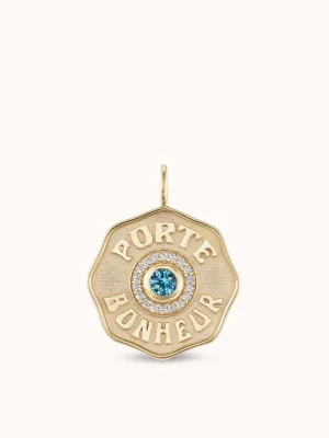 Large PB Charm Montana Sapphire Raised Gold
