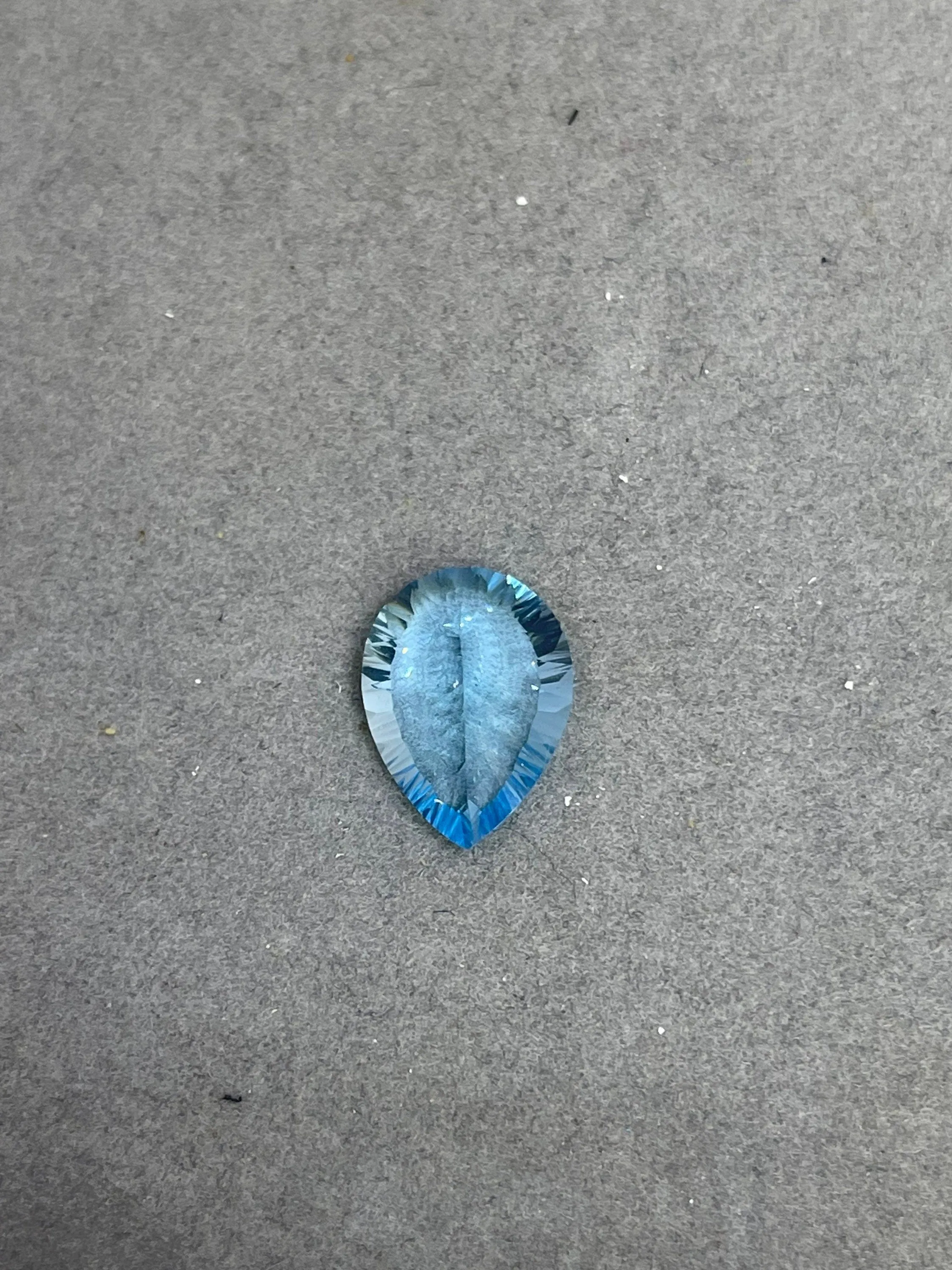 Laser Concave Cut Swiss Blue Topaz 16x12x8 Pear Cut Loose Gemstone