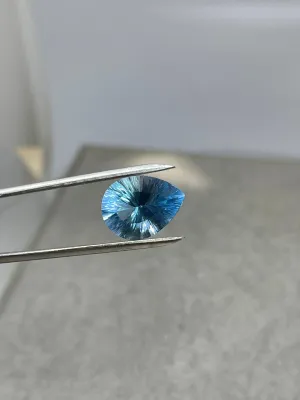 Laser Concave Cut Swiss Blue Topaz 16x12x8 Pear Cut Loose Gemstone