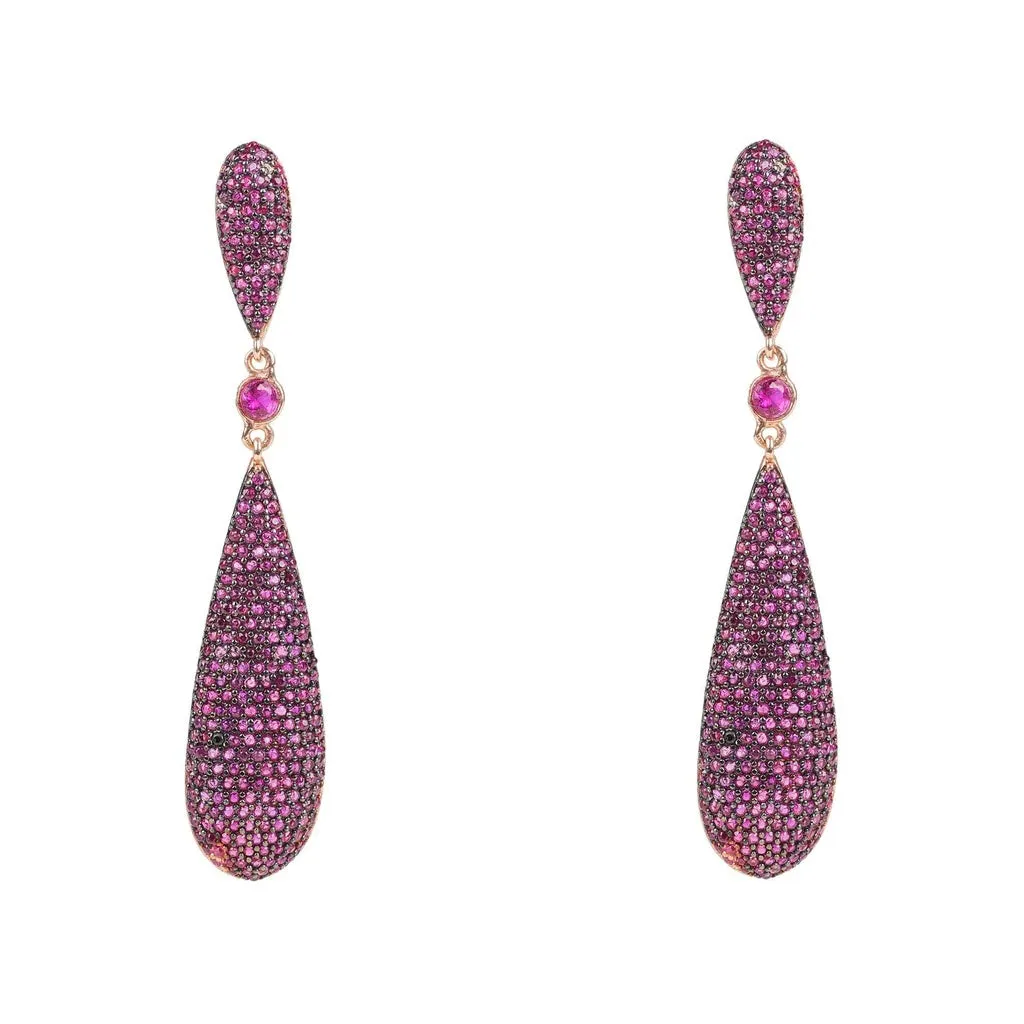 LATELITA - Original Coco`s Long Drop Earrings Ruby Red CZ