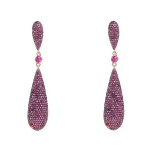 LATELITA - Original Coco`s Long Drop Earrings Ruby Red CZ