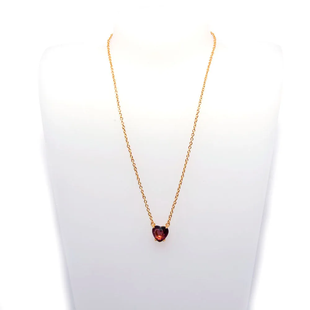 Les Nereides Small Heart Shaped Plum Stone Necklace